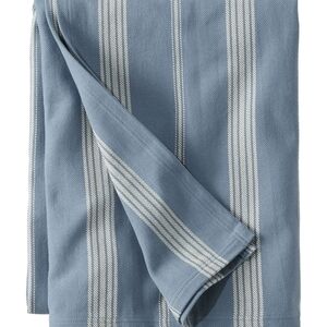 L.L. Bean Organic Cotton King Size Blanket Stripe Coastal Blue Maine Twill